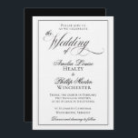 Elegant Black and White Wedding Invitation Kaart<br><div class="desc">Zwart-wit zijn tijdloze kleuren van elegantie en eenvoud. De moderne stijl van deze trouwsuite zal je bruiloft nog gedenkelijker maken! Volledig aanpasbaar, van doopvonten aan kleuren. Gelieve te aarzelen niet om ons te contacteren als u van een ontwerp of een verandering zou houden die niet via de "pas"knoop kunnen worden...</div>