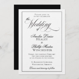 Elegant Black and White Wedding Invitation Kaart