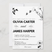 Elegant Black and White Wedding Invitation Kaart (Voorkant)