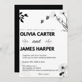 Elegant Black and White Wedding Invitation Kaart (Voorkant / Achterkant)
