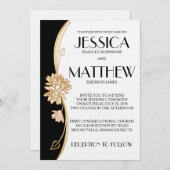 Elegant Black and White Wedding Invitation Kaart (Voorkant / Achterkant)