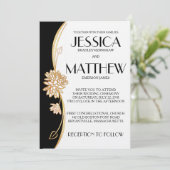 Elegant Black and White Wedding Invitation Kaart (Staand voorkant)