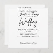 Elegant Black and White Wedding Invitation Kaart (Voorkant / Achterkant)