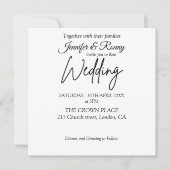 Elegant Black and White Wedding Invitation Kaart (Voorkant)