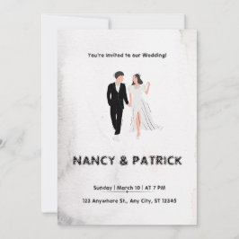 Elegant Black and White Wedding Invitation Kaart