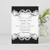 Elegant Black and White Wedding Invitation Kaart (Staand voorkant)