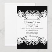 Elegant Black and White Wedding Invitation Kaart (Voorkant / Achterkant)