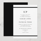 Elegant Black and White Wedding Invitation Kaart (Voorkant / Achterkant)