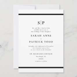 Elegant Black and White Wedding Invitation Kaart