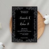 Elegant Black and White Wedding Invitation Kaart