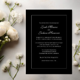 Elegant Black and White Wedding Invitation Kaart