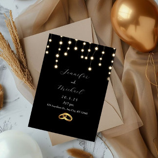 Elegant Black and White Wedding Invitation Kaart