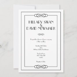 Elegant Black and White Wedding Invitation Kaart