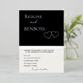 Elegant Black and white Wedding Invitation Silver Folie Uitnodiging (Staand Voorkant)