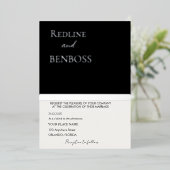Elegant Black and white Wedding Invitation Silver Folie Uitnodiging (Staand Voorkant)