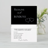 Elegant Black and white Wedding Invitation Silver Folie Uitnodiging (Staand Voorkant)