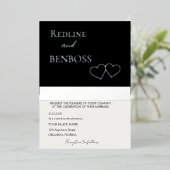 Elegant Black and white Wedding Invitation Silver Folie Uitnodiging (Staand Voorkant)
