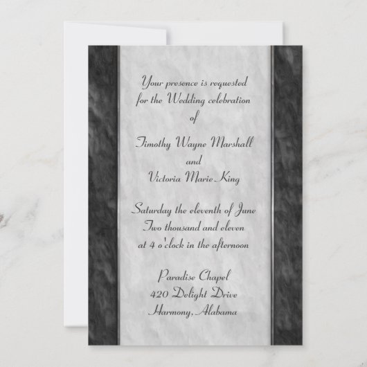 Elegant Black and White Wedding Invitations Kaart (Achterkant)