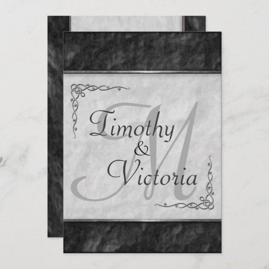 Elegant Black and White Wedding Invitations Kaart (Voorkant / Achterkant)