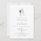 Elegant Black and White Wedding Kaart (Voorkant)