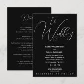 Elegant Black and White Wedding Kaart (Voorkant / Achterkant)
