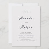 Elegant Black and White Wedding Kaart (Voorkant)
