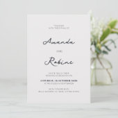 Elegant Black and White Wedding Kaart (Staand voorkant)