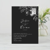 Elegant Black and White Wedding Kaart (Staand voorkant)