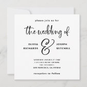 Elegant Black and White Wedding Kaart (Voorkant)