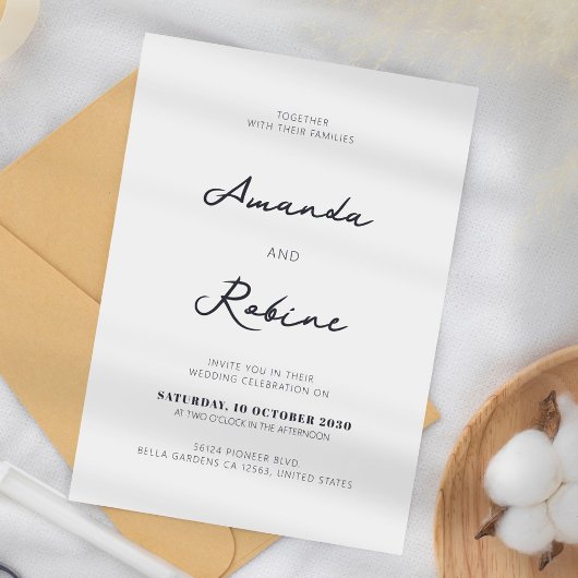 Elegant Black and White Wedding Kaart