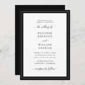Elegant Black and White Wedding Kaart (Voorkant / Achterkant)