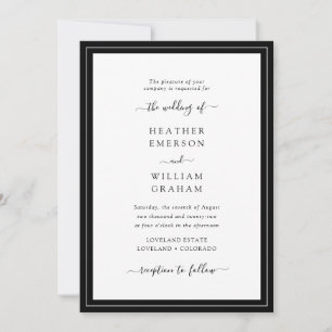Elegant Black and White Wedding Kaart