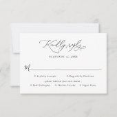 Elegant Black and White Wedding Meal Options RSVP Kaartje (Voorkant)