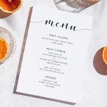 Elegant Black and White Wedding Menu<br><div class="desc">Wedding Menu Kaart. Kies eenvoud voor uw bruiloft met dit elegante moderne zwart-wit ontwerp.</div>
