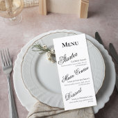 Elegant Black and White Wedding Menu Card