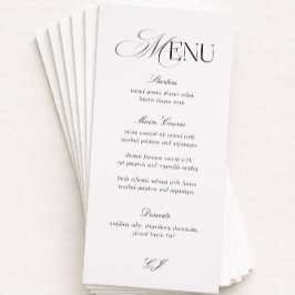 Elegant Black and White Wedding Menu Card Kaart