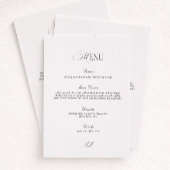 Elegant Black and White Wedding Menu Card Kaart