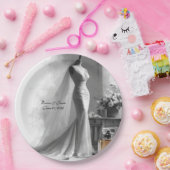 Elegant Black and White Wedding Napkins Papieren Bordje (Feest)