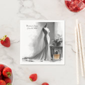 Elegant Black and White Wedding Napkins Servet (Insitu)