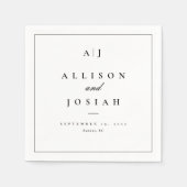 Elegant Black and White Wedding Napkins Servet (Voorkant)