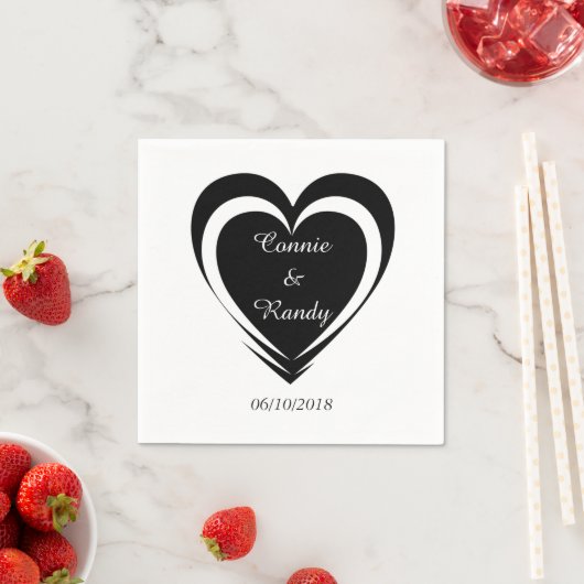 Elegant Black and White Wedding Napkins Servet (Insitu)