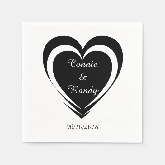 Elegant Black and White Wedding Napkins Servet (Voorkant)