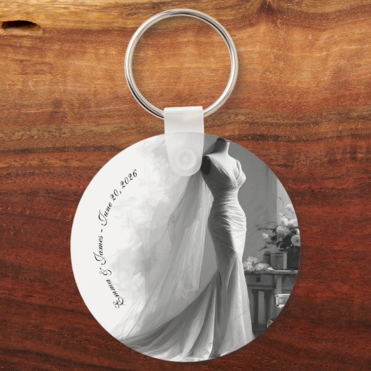 Elegant Black and White Wedding Napkins  Sleutelhanger (Voorkant)