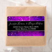 Elegant Black and White Wedding Paarse Glitter Etiket (Insitu)