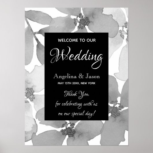Elegant Black and White Wedding Poster (Voorkant)
