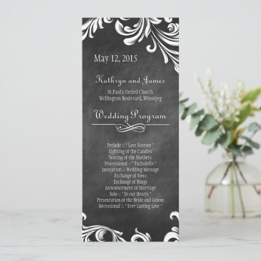 Elegant Black and White Wedding Programs Programmakaart (Staand voorkant)