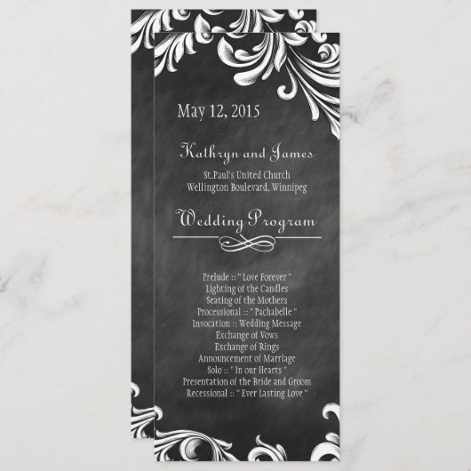 Elegant Black and White Wedding Programs Programmakaart (Voorkant / Achterkant)