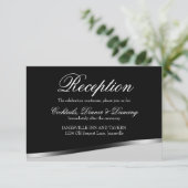 Elegant Black and White Wedding Reception Kaart (Staand voorkant)