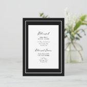 Elegant Black and White Wedding Rehearsal Invitati Kaart (Staand voorkant)