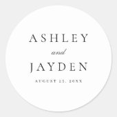 Elegant Black and White Wedding Ronde Sticker (Voorkant)